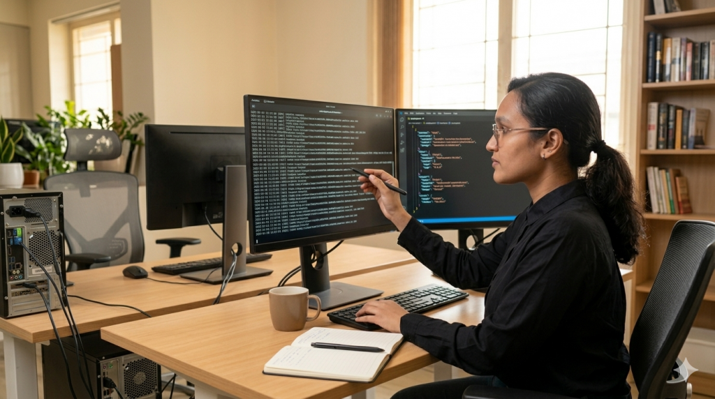 Neha working at SummiCode Academy